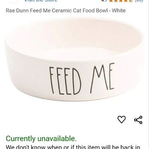 Rae Dunn Feed Me Ceramic Cat Food Bowl - White